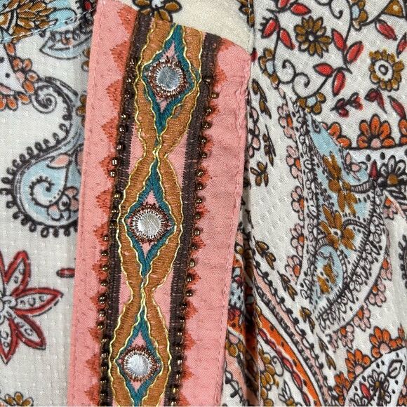 Cato Kimono Bohemian Embellished Trim Paisley Dolman Open Front Jacket 22/24 3x - Picture 5 of 10